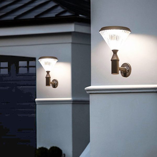 Modern Simplicity Conical Aluminum PC LED Solar Waterproof Wall Sconce Lamp For Outdoor Patio - Image 9