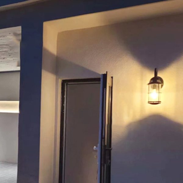 Contemporary Simplicity Iron Frame Glass Cylinder 1-Light Outdoor Waterproof Wall Sconce Lamp For Garden - Image 10