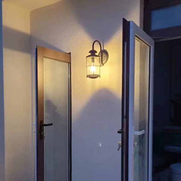 Contemporary Simplicity Iron Frame Glass Cylinder 1-Light Outdoor Waterproof Wall Sconce Lamp For Garden - Image 2