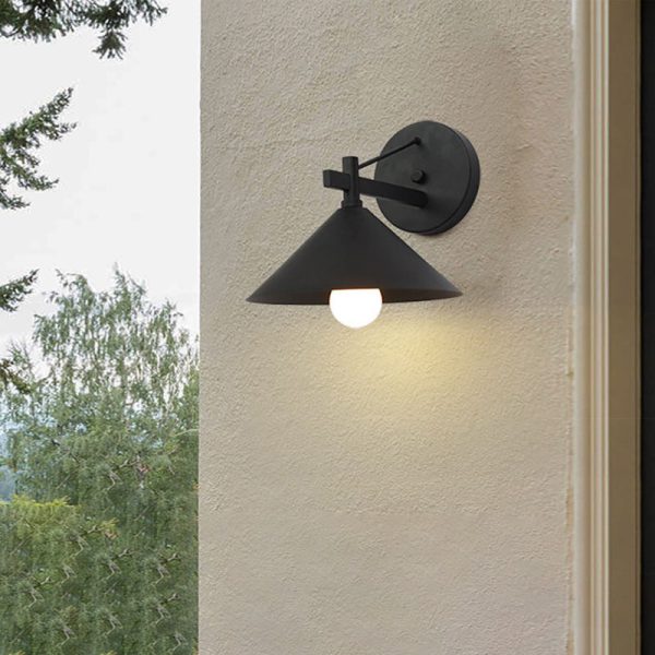 Contemporary Nordic Iron Geometric Cone 1-Light Outdoor Waterproof Wall Sconce Lamp For Garden - Image 10