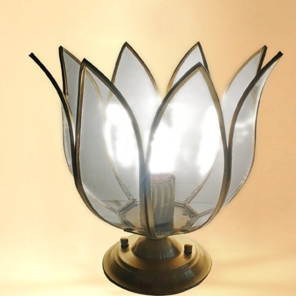 Contemporary Creative Lotus Glass Shade Copper Base 1-Light Outdoor Post Light For Garden - Image 8