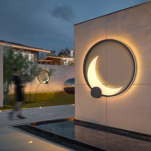 Contemporary Simplicity Geometric Circle Ring Stainless Steel Acrylic LED Solar Outdoor Wall Sconce Lamp For Garden - Image 11