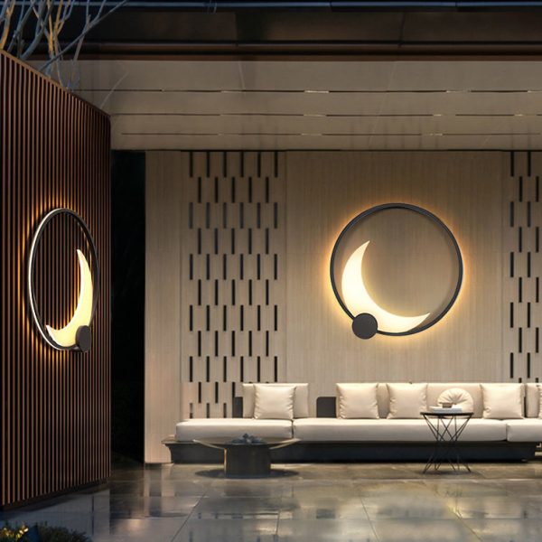 Contemporary Simplicity Geometric Circle Ring Stainless Steel Acrylic LED Solar Outdoor Wall Sconce Lamp For Garden - Image 9