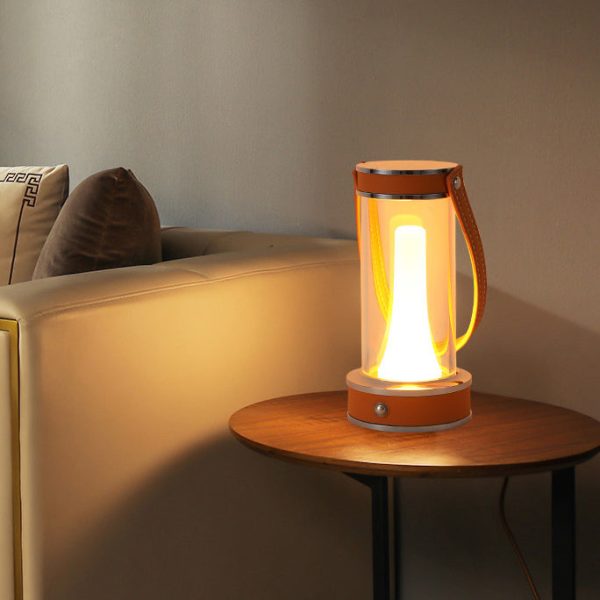 Modern Simplicity Waterproof Aluminum Cylinder Leather Portable LED Outdoor Camping Light For Garden - Image 2
