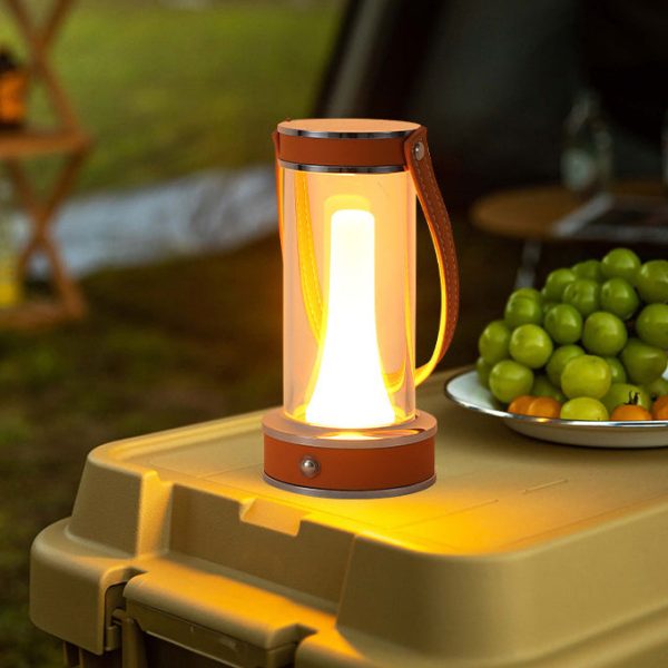 Modern Simplicity Waterproof Aluminum Cylinder Leather Portable LED Outdoor Camping Light For Garden - Image 3