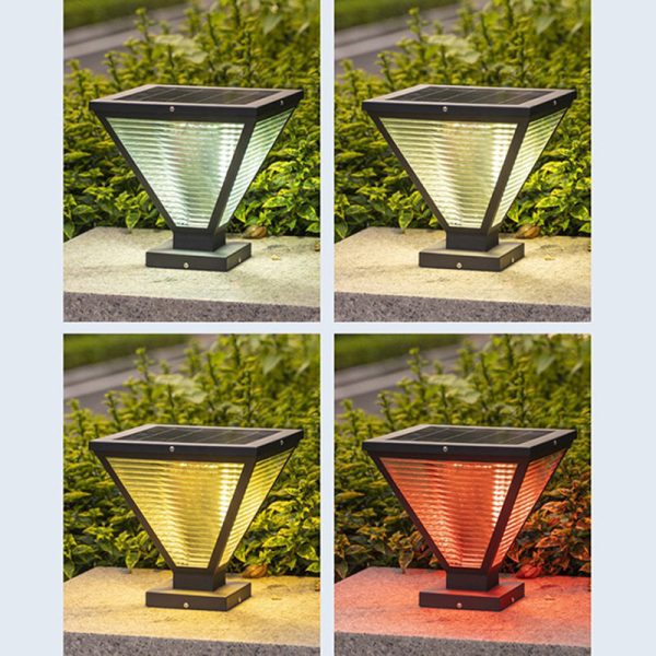 Modern Minimalist Solar Waterproof Square Prismatic Stainless Steel Glass LED Outdoor Light For Patio - Image 14