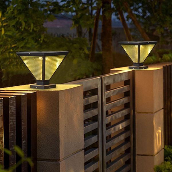Modern Minimalist Solar Waterproof Square Prismatic Stainless Steel Glass LED Outdoor Light For Patio - Image 3