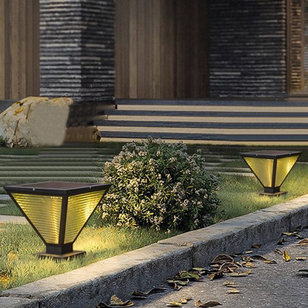 Modern Minimalist Solar Waterproof Square Prismatic Stainless Steel Glass LED Outdoor Light For Patio - Image 19