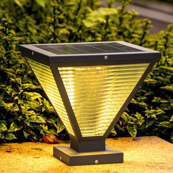 Modern Minimalist Solar Waterproof Square Prismatic Stainless Steel Glass LED Outdoor Light For Patio - Image 2