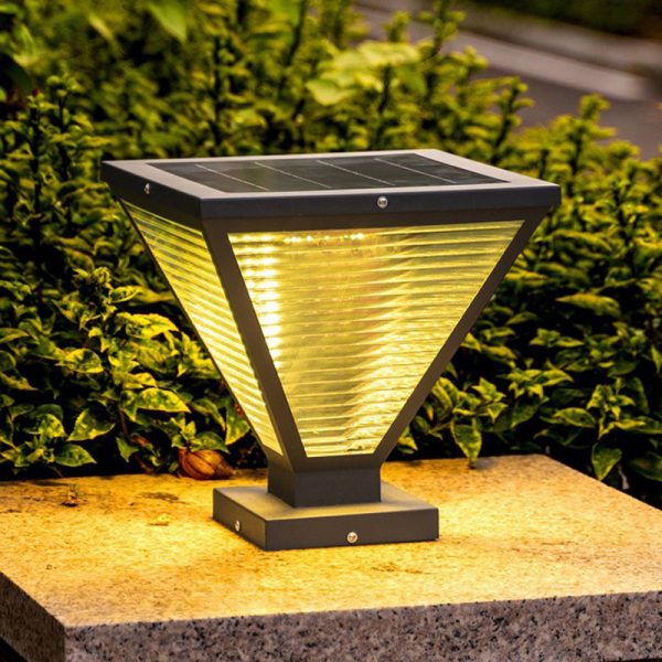 Modern Minimalist Solar Waterproof Square Prismatic Stainless Steel Glass LED Outdoor Light For Patio - Image 15