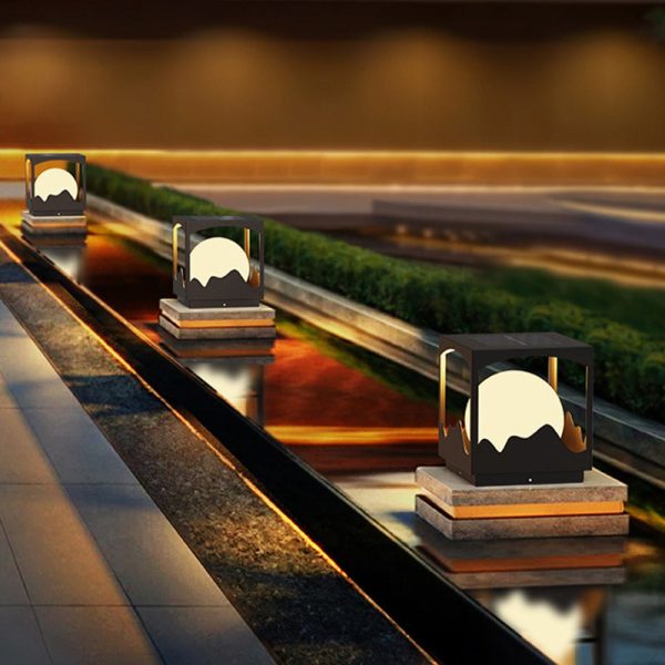 Modern Art Deco Solar Waterproof Square Orb PE Stainless Steel LED Outdoor Light For Outdoor - Image 16