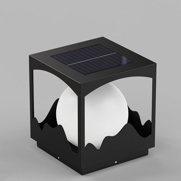 Modern Art Deco Solar Waterproof Square Orb PE Stainless Steel LED Outdoor Light For Outdoor - Image 12