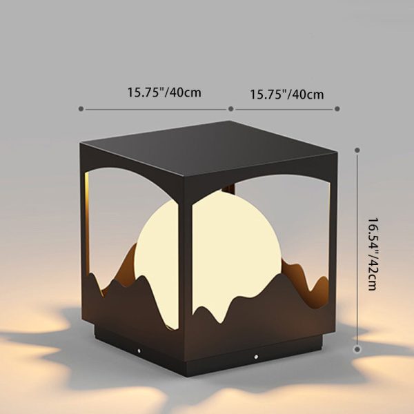 Modern Art Deco Solar Waterproof Square Orb PE Stainless Steel LED Outdoor Light For Outdoor - Image 6