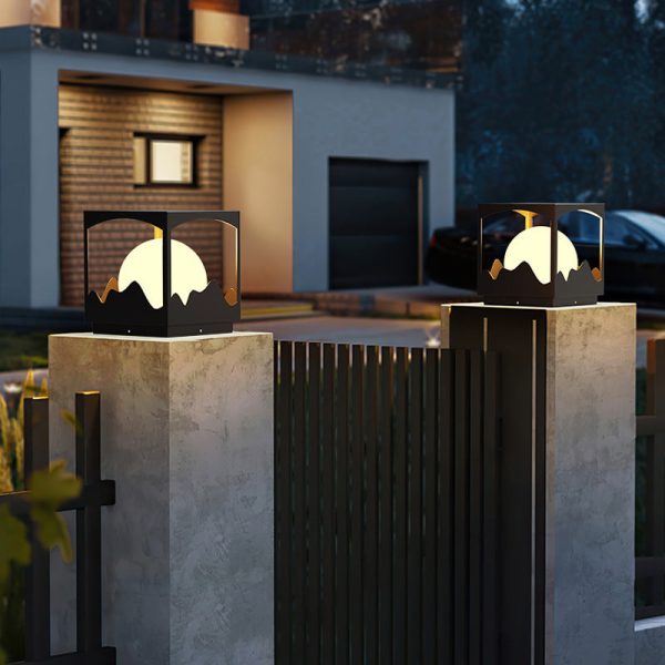 Modern Art Deco Solar Waterproof Square Orb PE Stainless Steel LED Outdoor Light For Outdoor - Image 20