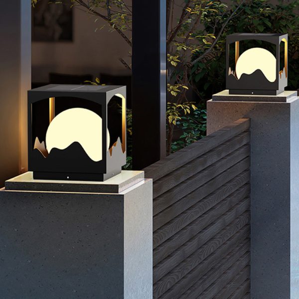 Modern Art Deco Solar Waterproof Square Orb PE Stainless Steel LED Outdoor Light For Outdoor - Image 19
