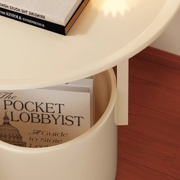 Modern Minimalist Cream Round Cylinder Iron Side Table 1-Storage For Living Room - Image 8