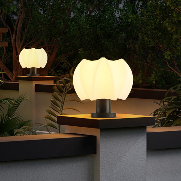 Modern Minimalist Solar Waterproof Lotus Round Cylinder PE LED Outdoor Lights For Patio - Image 13