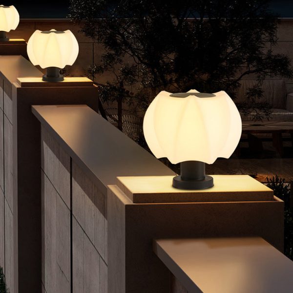 Modern Minimalist Solar Waterproof Lotus Round Cylinder PE LED Outdoor Lights For Patio - Image 12