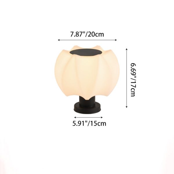 Modern Minimalist Solar Waterproof Lotus Round Cylinder PE LED Outdoor Lights For Patio - Image 4