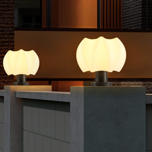 Modern Minimalist Solar Waterproof Lotus Round Cylinder PE LED Outdoor Lights For Patio - Image 3