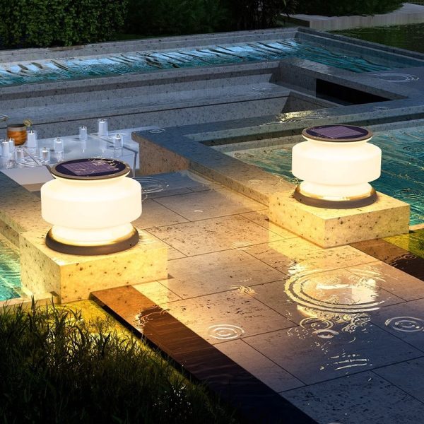 Modern Minimalist Solar Waterproof Cylinder Stainless Steel Plastic LED Outdoor Light For Patio - Image 11