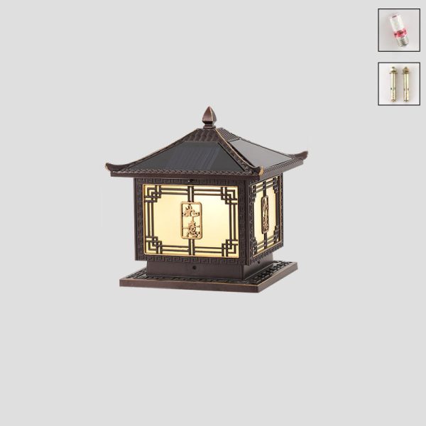 Traditional Chinese Square Patio Ruyi Solar Waterproof Glass Aluminum LED Outdoor Light For Garden - Image 27