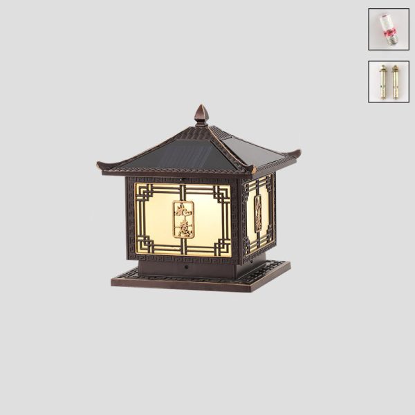 Traditional Chinese Square Patio Ruyi Solar Waterproof Glass Aluminum LED Outdoor Light For Garden - Image 29