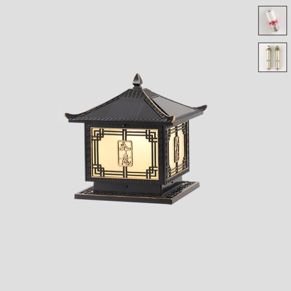 Traditional Chinese Square Patio Ruyi Solar Waterproof Glass Aluminum LED Outdoor Light For Garden - Image 31