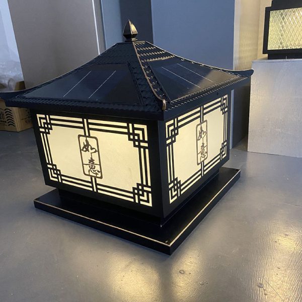 Traditional Chinese Square Patio Ruyi Solar Waterproof Glass Aluminum LED Outdoor Light For Garden - Image 9