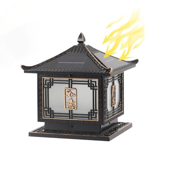 Traditional Chinese Square Patio Ruyi Solar Waterproof Glass Aluminum LED Outdoor Light For Garden - Image 41