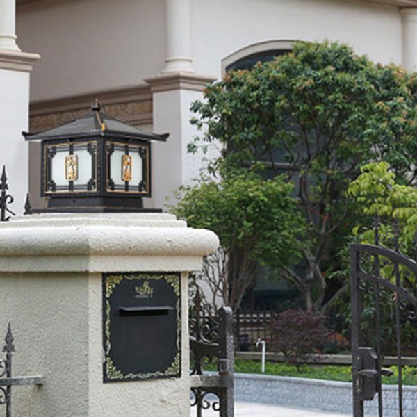 Traditional Chinese Square Patio Ruyi Solar Waterproof Glass Aluminum LED Outdoor Light For Garden - Image 14