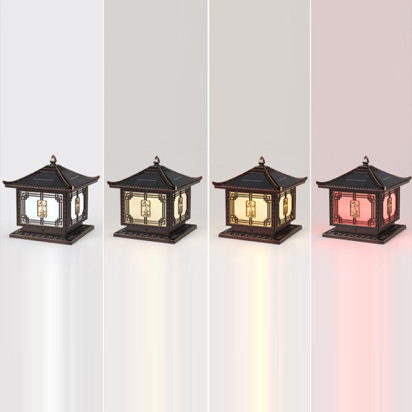 Traditional Chinese Square Patio Ruyi Solar Waterproof Glass Aluminum LED Outdoor Light For Garden - Image 35