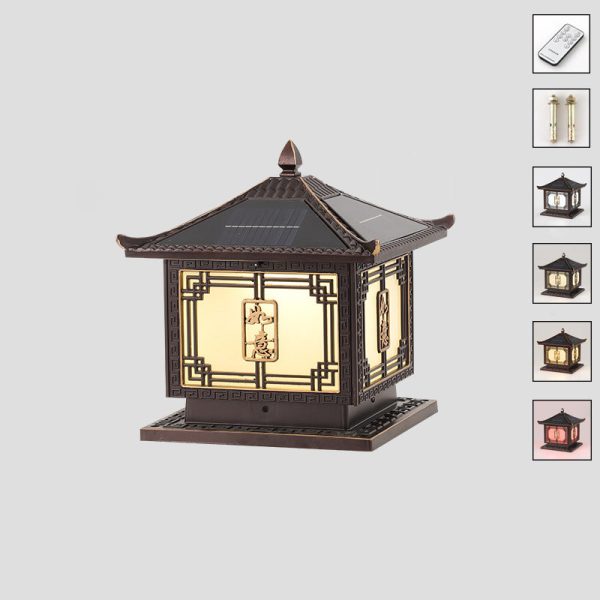 Traditional Chinese Square Patio Ruyi Solar Waterproof Glass Aluminum LED Outdoor Light For Garden - Image 23