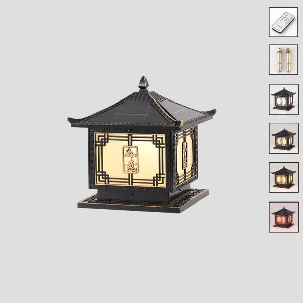 Traditional Chinese Square Patio Ruyi Solar Waterproof Glass Aluminum LED Outdoor Light For Garden - Image 33