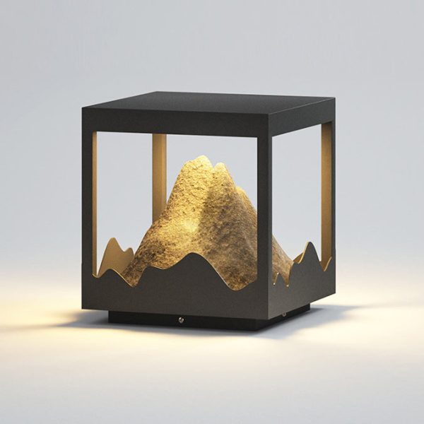 Modern Art Deco Square Mountain Glow Solar Waterproof PC Stainless Steel LED Outdoor Light For Garden - Image 20