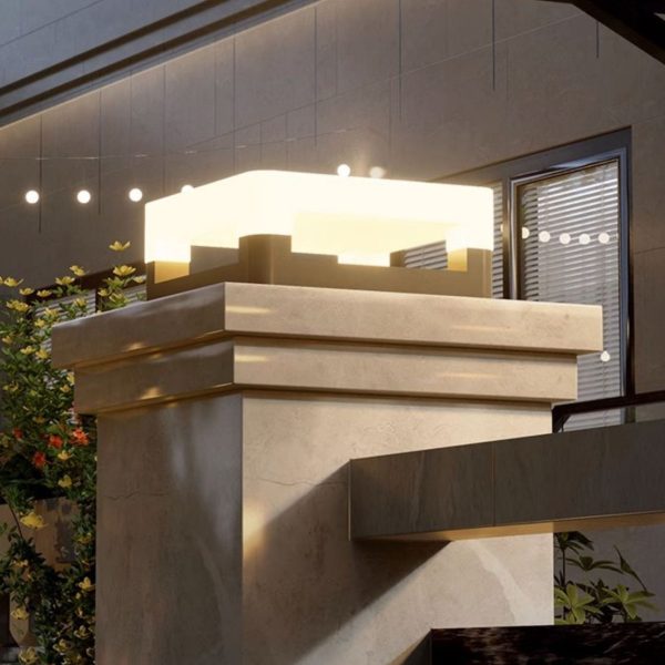 Modern Minimalist Square Waterproof PE Stainless Steel LED Outdoor Light For Garden - Image 8