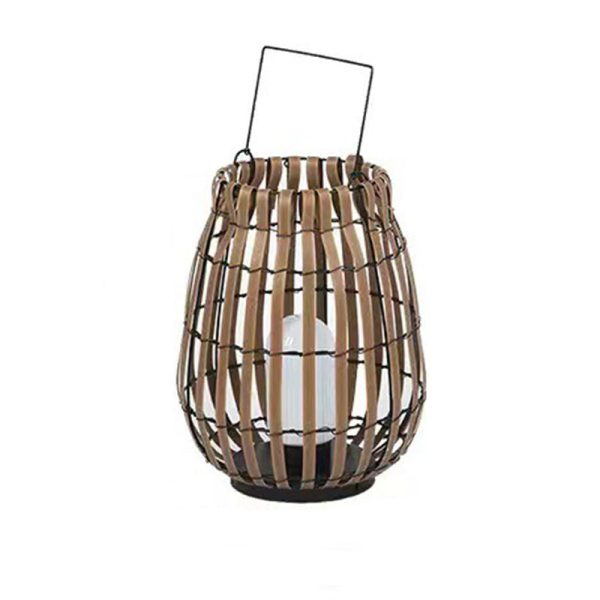 Traditional Chinese Tote Lantern Waterproof Rattan Iron LED Outdoor Light For Garden - Image 9