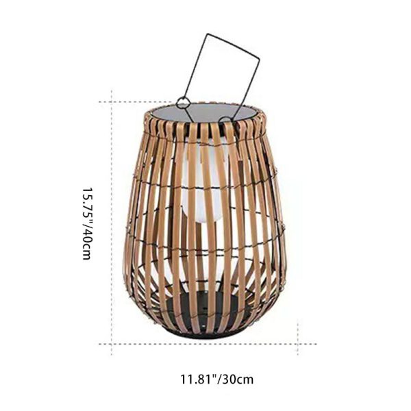 Traditional Chinese Tote Lantern Waterproof Rattan Iron LED Outdoor Light For Garden - Image 5