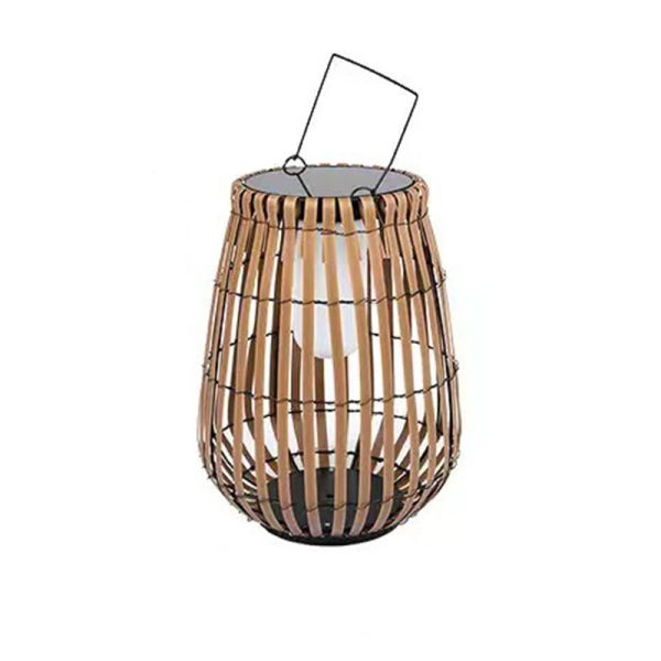 Traditional Chinese Tote Lantern Waterproof Rattan Iron LED Outdoor Light For Garden - Image 10