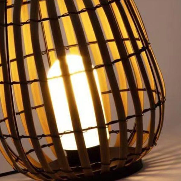 Traditional Chinese Tote Lantern Waterproof Rattan Iron LED Outdoor Light For Garden - Image 8