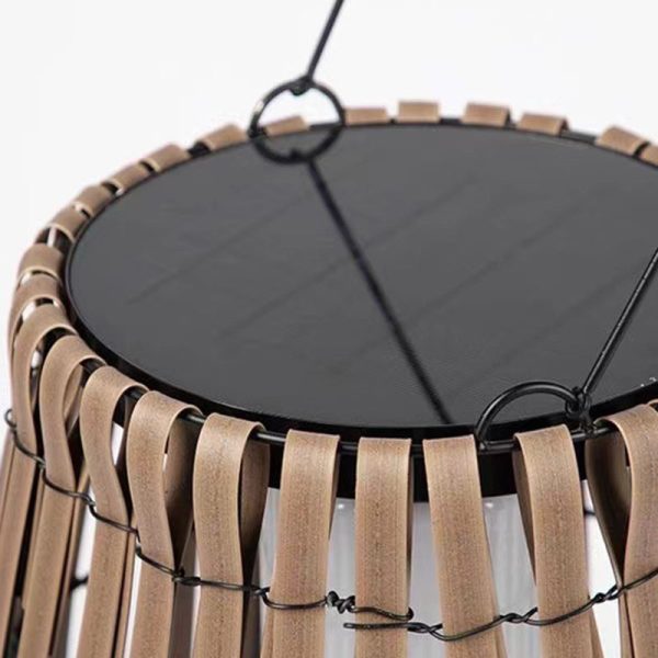 Traditional Chinese Tote Lantern Waterproof Rattan Iron LED Outdoor Light For Garden - Image 6