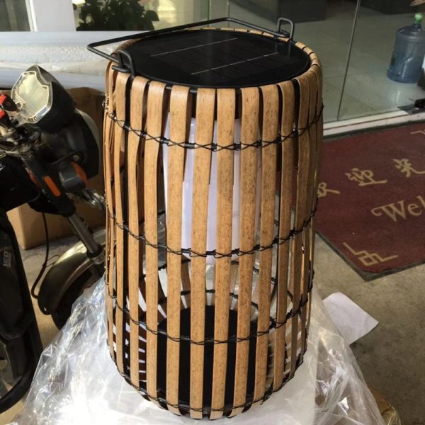 Traditional Chinese Tote Lantern Waterproof Rattan Iron LED Outdoor Light For Garden - Image 3