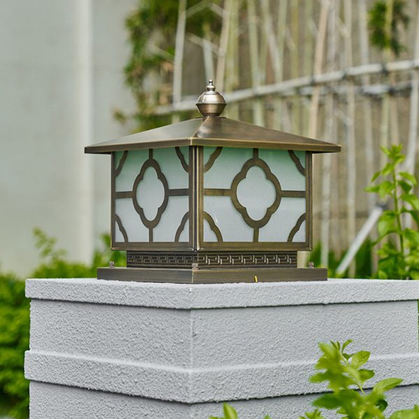 Contemporary Scandinavian Square House Shape Glass Copper 1/2 Light Outdoor Light For Garden - Image 10