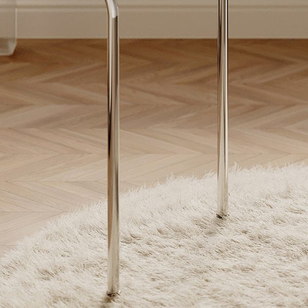 Modern Minimalist Round Curved Column Leather Metal Dining Chair Backrest For Dining Room - Image 7