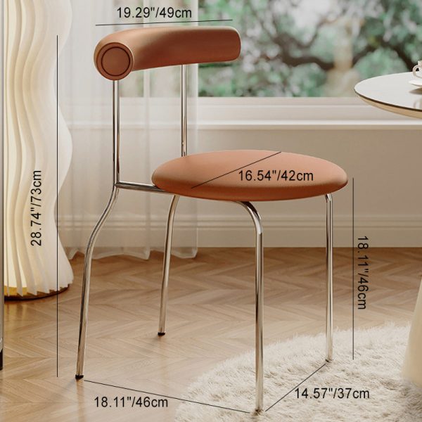Modern Minimalist Round Curved Column Leather Metal Dining Chair Backrest For Dining Room - Image 4