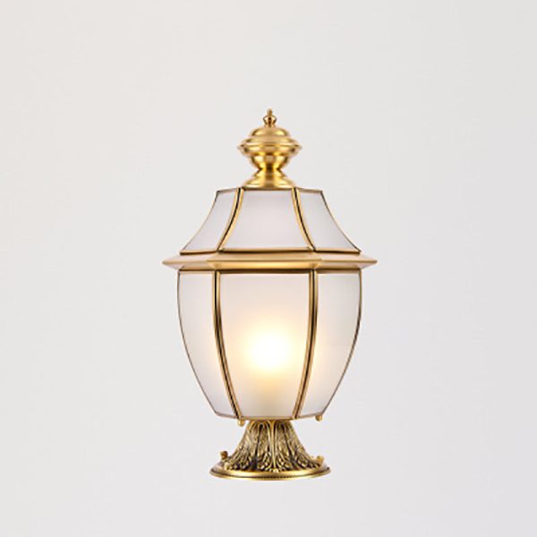 Contemporary Scandinavian Hexagonal Bell Glass Brass 1-Light Outdoor Light For Outdoor Patio - Image 12