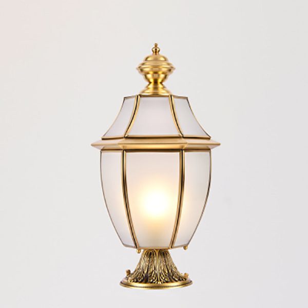Contemporary Scandinavian Hexagonal Bell Glass Brass 1-Light Outdoor Light For Outdoor Patio - Image 13