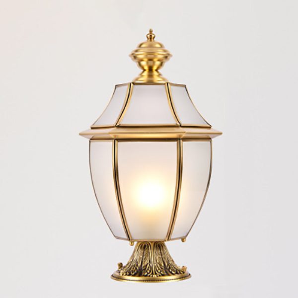 Contemporary Scandinavian Hexagonal Bell Glass Brass 1-Light Outdoor Light For Outdoor Patio - Image 14
