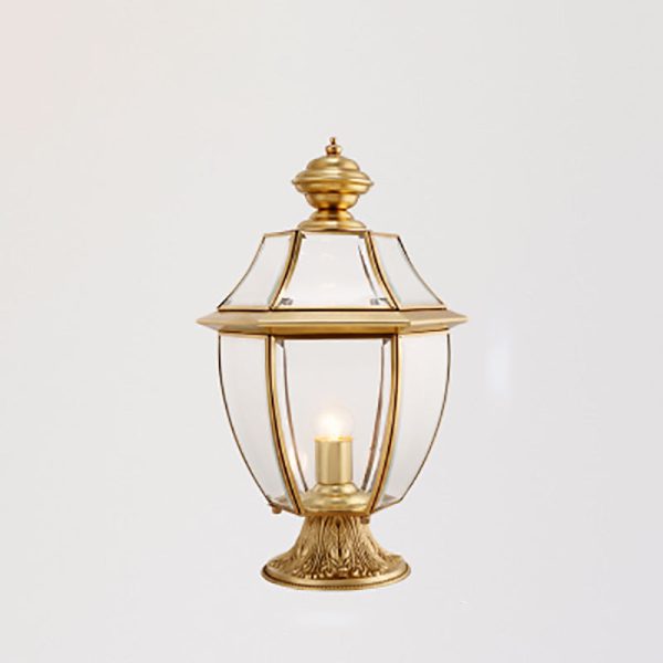 Contemporary Scandinavian Hexagonal Bell Glass Brass 1-Light Outdoor Light For Outdoor Patio - Image 15