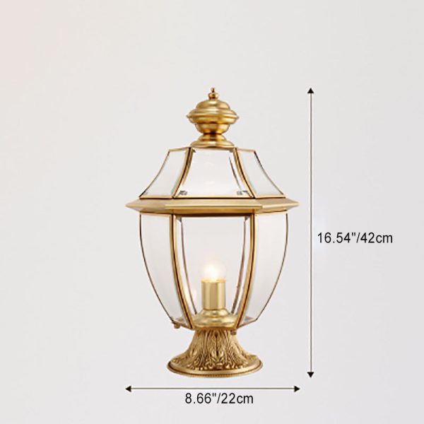 Contemporary Scandinavian Hexagonal Bell Glass Brass 1-Light Outdoor Light For Outdoor Patio - Image 4
